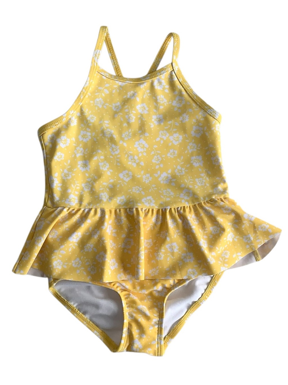 Just One You by Carter's Yellow Floral One Piece Tutu Ruffle Toddler 4T Swimsuit